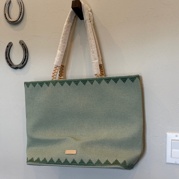 Spartina 449 palm beach tote, Sea Foam with Woven Accents - Picture 4 of 6